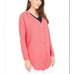 DYLAN True Grit‎ Laguna Waffle Button Up Thermal Womans Extra Small Oversized